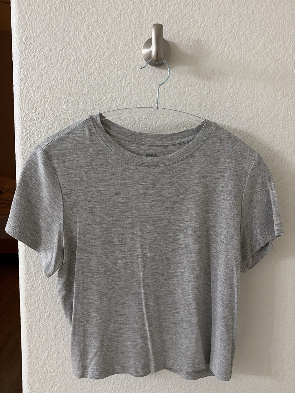 SPAO Super Cropped Basic T-Shirt — Heather Grey 🇰🇷